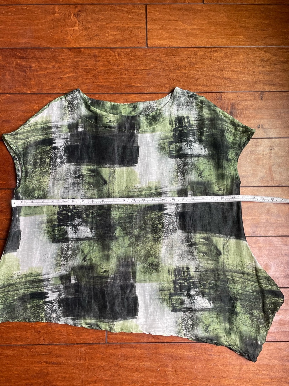 Bryn Walker 80% linen 20% silk semi sheer lagenlook abstract art to wear top M - Picture 11 of 13